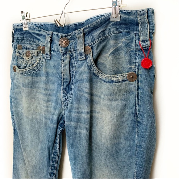 TRUE RELIGION Maui Straight Leg Embroidered Patch Heavy Whip Stitch Jeans - 32 - Picture 4 of 14